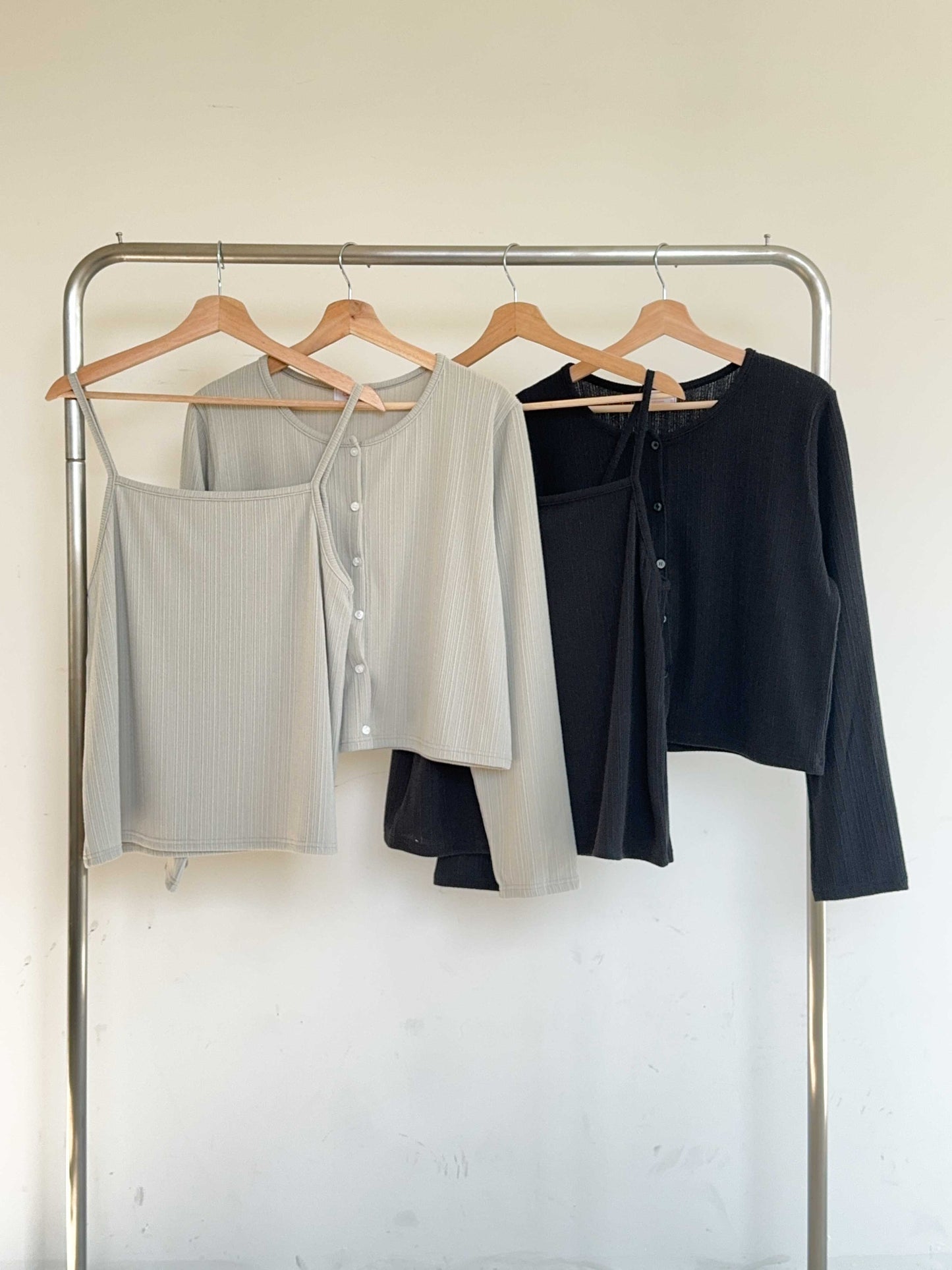 Ribbed cardigan and tank top set