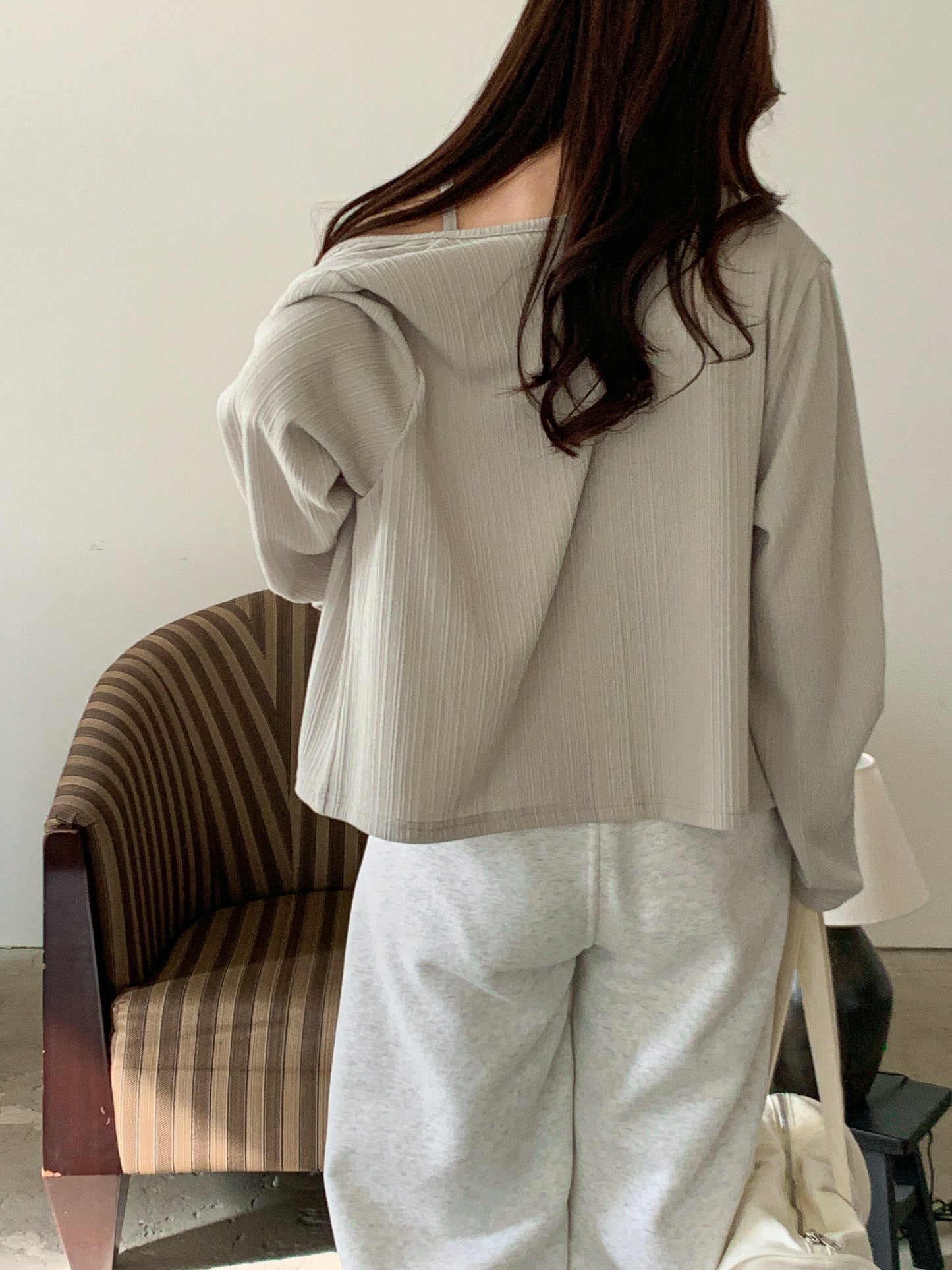 Ribbed cardigan and tank top set