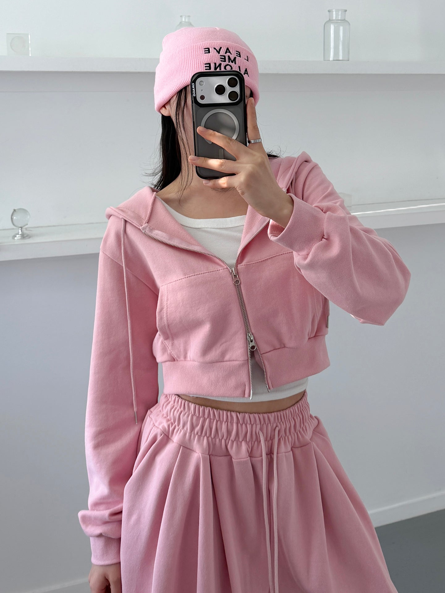 Joy Cropped Zip-up Hoodie Set