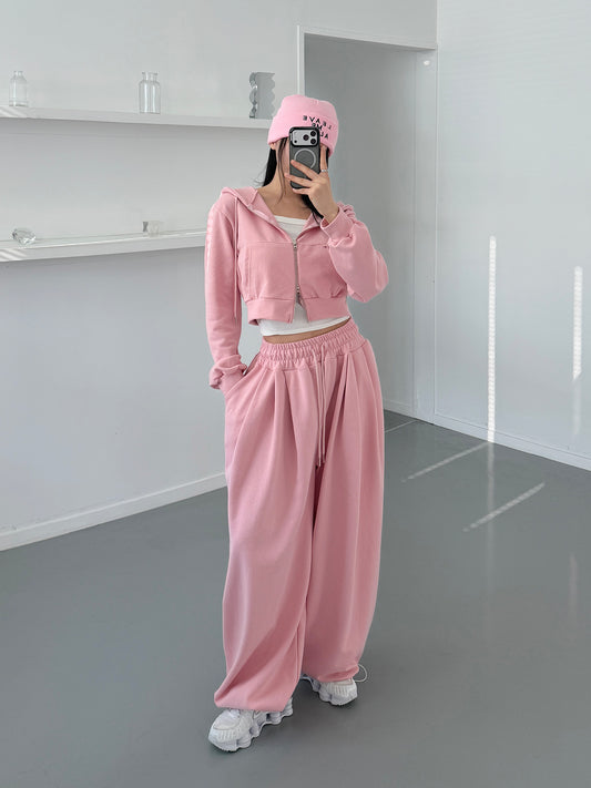 Joy Cropped Zip-up Hoodie Set