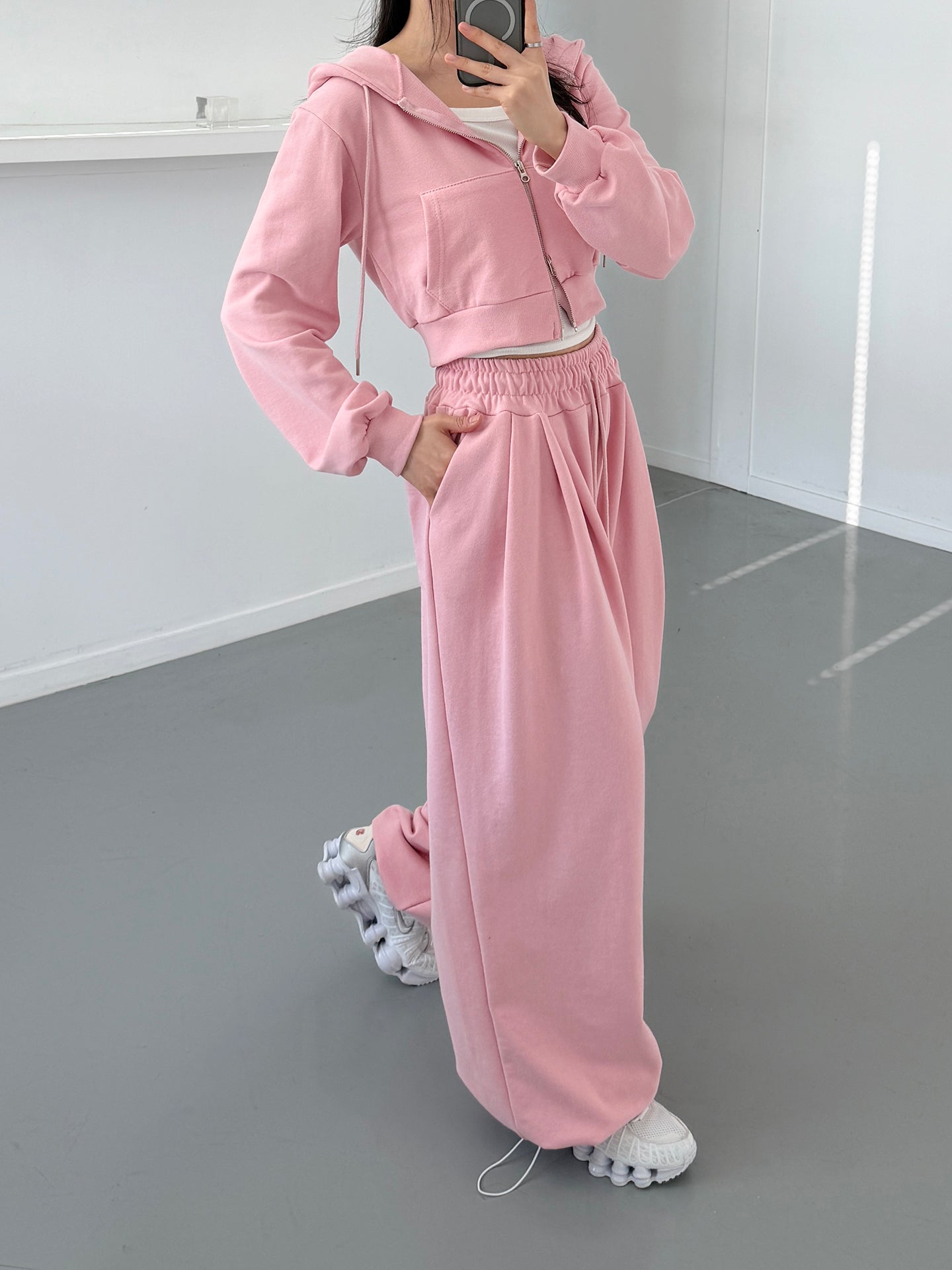 Joy Cropped Zip-up Hoodie Set