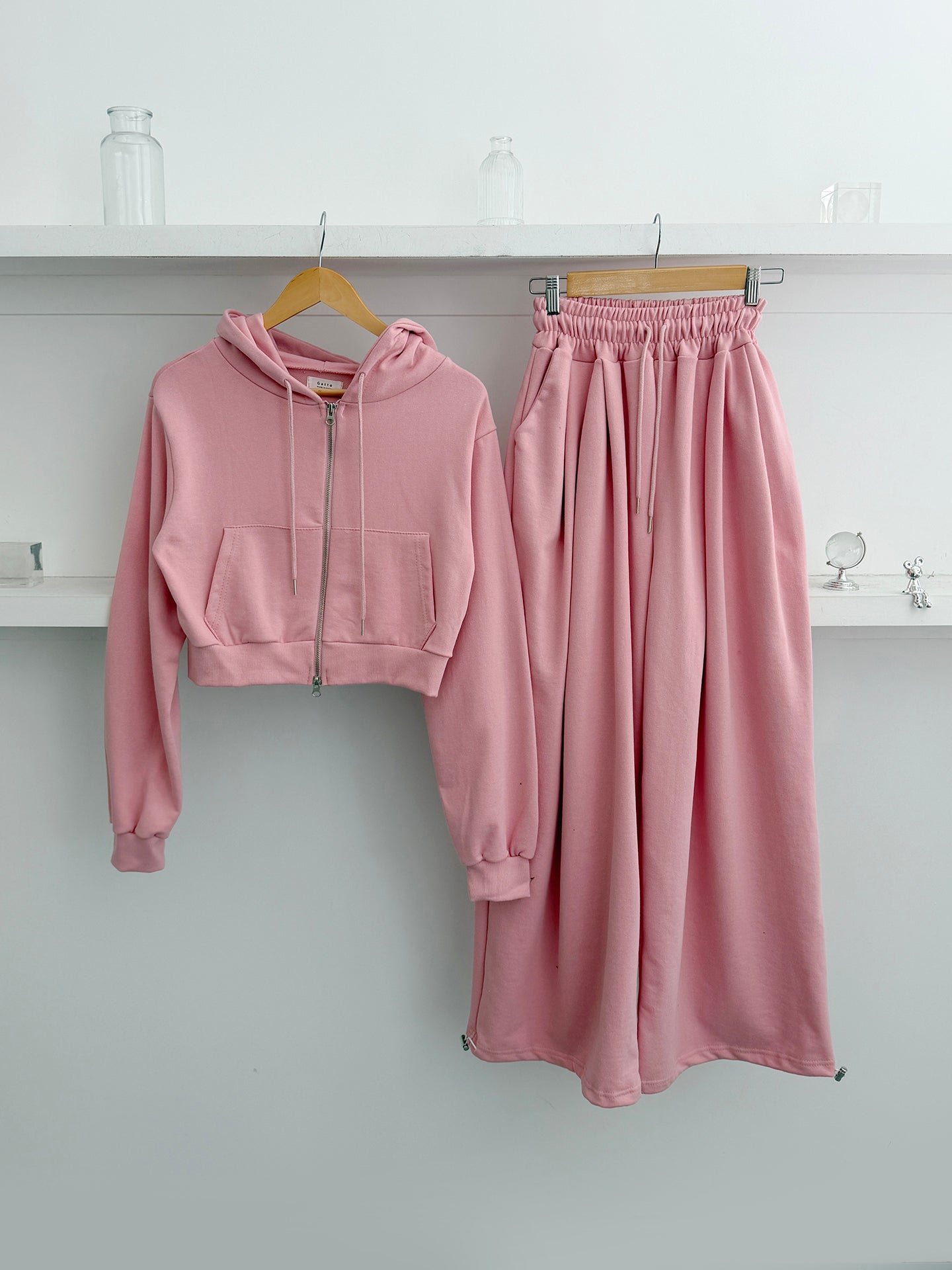 Joy Cropped Zip-up Hoodie Set
