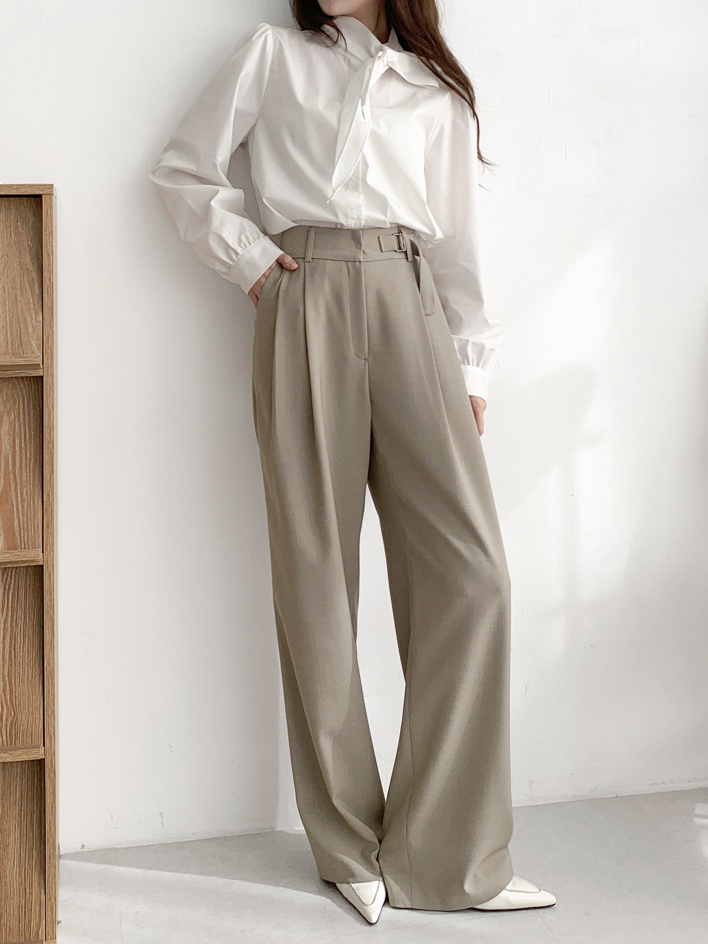 Soft Belted Pleated Slacks