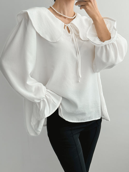 Soft Collar Ribbon Blouse