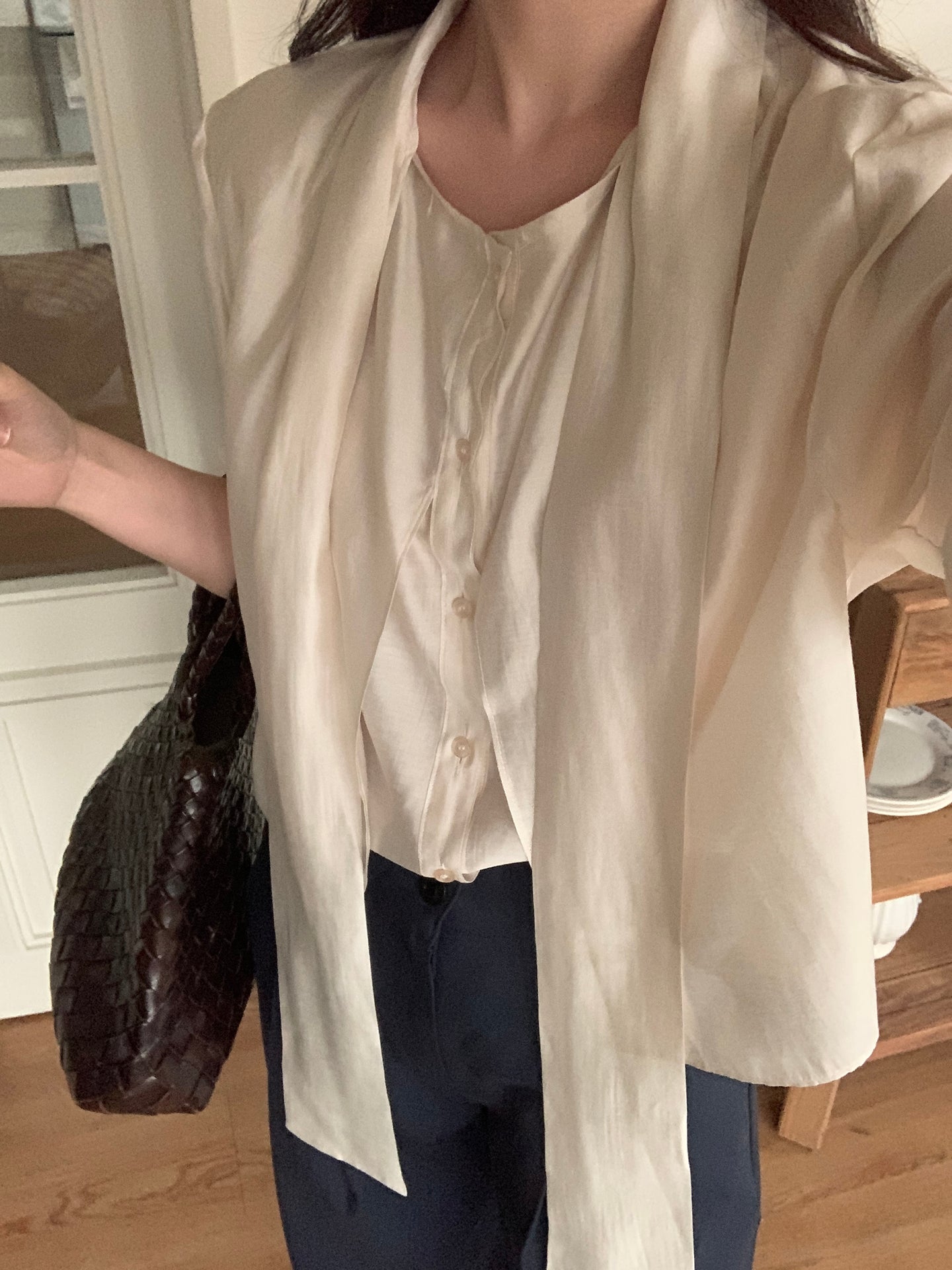 Ruffle Tie Blouse